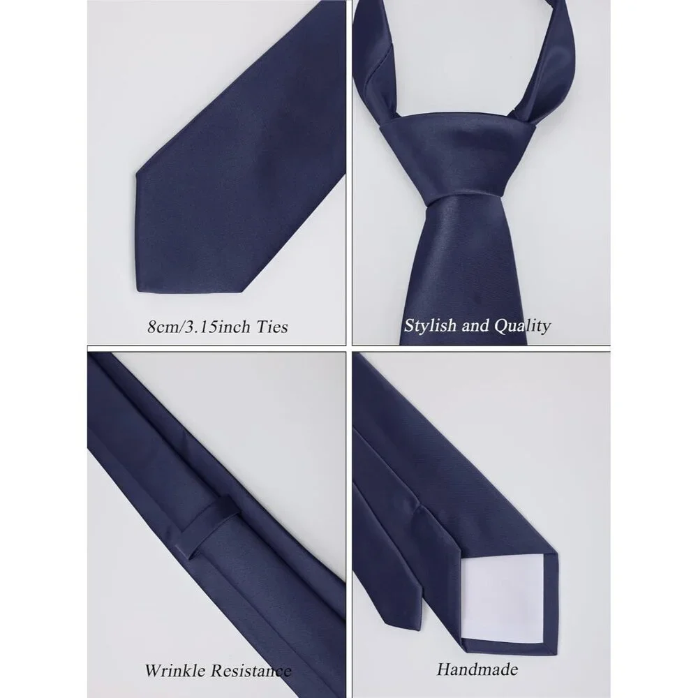 Men's Navy Blue Solid Color 8 Cm (3.15in) Polyester Formal Neck Ties
